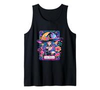 The Witch Tarot Design with Cat and Flowers Tank Top