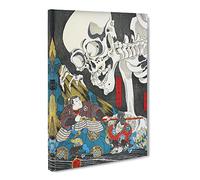 The Witch & The Skeleton By Utagawa Kuniyoshi Canvas Print | Gallery Wrapped 30mm Frame Wall Art | 24x16 inches | Ready to Hang | Asian Horror Picture | Living Room Bedroom Lounge Office