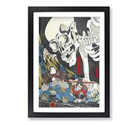 The Witch & The Skeleton by Utagawa Kuniyoshi Framed Print | A2 Black Framed Wall Art | Ready to Hang | Modern Nature Picture | Living Room Bedroom Lounge Office