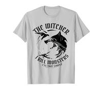 The Witcher I Kill Monsters T-Shirt, Men, Silver Grey, Large