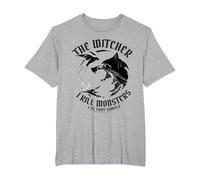 The Witcher I Kill Monsters T-Shirt, Men's Big and Tall, Heather Grey, 3X Tall