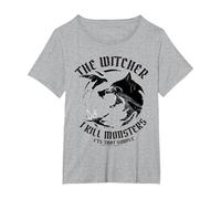 The Witcher I Kill Monsters T-Shirt, Women's Plus, Heather Grey, 4X
