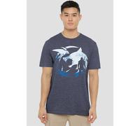 The Witcher - Logo Silhouette T-Shirt, Heather Navy The Witcher Navy XXXL