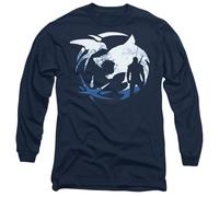 The Witcher Logo Silhouette Unisex Long Sleeve T Shirt, Navy, L