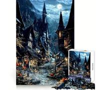 The Witching Village Jigsaw Puzzles 1000 Pieces for Adults Memory Boost Warm Time Image Assembly Fine Art Piece (38x26cm)