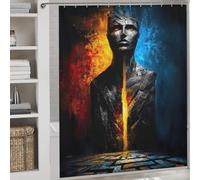 The Witness of Division - The Face Split by Fire And Silence Modern Fabric Bathroom Decor Set Thicken Durable Polyester Shower Curtain Anti Mould for Travel Trailer 69.69x70.87Inch（177x180cm）