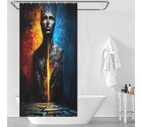 The Witness of Division - The Face Split by Fire And Silence Modern Polyester Water Repellent with Hooks Waterproof Fabric Shower Curtain Anti Mould for Home Bathroom Toile Hotel Decor 35.43x70.87Inch
