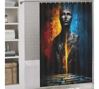 The Witness of Division - The Face Split by Fire And Silence Shower Curtains Set with 12 Hooks with Hooks Waterproof Fabric Shower Curtain Waterproof Mould for Bathroom Bathtub Apartment Decor 56.30x