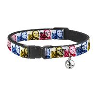 The Wizard of Oz Breakaway Cat Collar With Bell, Plastic Clip, Easy Adjustable, The Wizard of Oz Dorothy and Toto Pose Blues Yellows Reds, 8.5 to 12 Inches 0.5 Inch Wide