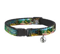 The Wizard of Oz Breakaway Cat Collar With Bell, Plastic Clip, Easy Adjustable, The Wizard of Oz Yellow Brick Road Scenes, 8.5 to 12 Inches 0.5 Inch Wide
