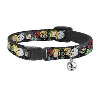 The Wizarding World of Harry Potter Cat Collar, Breakaway Collar with Bell, Harry Potter Chibi Slytherin House Characters and Icons, 8.5 to 12 Inches 0.5 Inch Wide