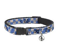 The Wizarding World of Harry Potter Cat Collar, Breakaway Collar with Bell, Harry Potter Ravenclaw Icons Checker White Blue, 8.5 to 12 Inches 0.5 Inch Wide