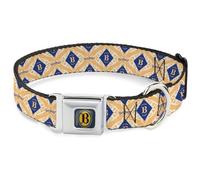 The Wizarding World of Harry Potter Pet Collar, Dog Collar Metal Seatbelt Buckle, Harry Potter Butterbeer Diamond Logo White Yellow Blue, 11 to 16.5 Inches 1.0 Inch Wide