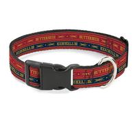 The Wizarding World of Harry Potter Pet Collar, Dog Collar Plastic Buckle, Harry Potter Butterbeer Stripe Red Blue Golden Yellow, 7 to 8.5 Inches 0.5 Inch Wide
