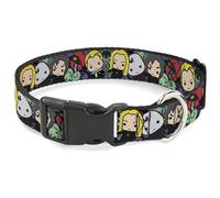 The Wizarding World of Harry Potter Pet Collar, Dog Collar Plastic Buckle, Harry Potter Chibi Slytherin House Characters and Icons, 8.5 to 12 Inches 0.5 Inch Wide