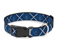 The Wizarding World of Harry Potter Pet Collar, Dog Collar Plastic Buckle, Harry Potter Ravenclaw Crest Plaid Blues Gray, 11 to 16.5 Inches 1.0 Inch Wide