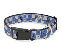 The Wizarding World of Harry Potter Pet Collar, Dog Collar Plastic Buckle, Harry Potter Ravenclaw Icons Checker White Blue, 9.5 to 14.5 Inches 0.5 Inch Wide