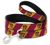 The Wizarding World of Harry Potter Pet Leash, Dog Leash, Gryffindor Crest Diagonal Stripe Gold Red, 4 Feet Long 1.5 Inch Wide