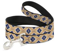 The Wizarding World of Harry Potter Pet Leash, Dog Leash, Harry Potter Butterbeer Diamond Logo White Yellow Blue, 4 Feet Long 1.5 Inch Wide