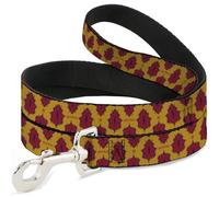 The Wizarding World of Harry Potter Pet Leash, Dog Leash, Harry Potter Butterbeer Insect Icon Yellow Reds, 4 Feet Long 0.5 Inch Wide