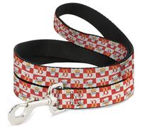 The Wizarding World of Harry Potter Pet Leash, Dog Leash, Harry Potter Finest Butterbeer Logo and Mug Checker Red White, 4 Feet Long 1.0 Inch Wide