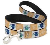 The Wizarding World of Harry Potter Pet Leash, Dog Leash, Harry Potter Finest Butterbeer Since 1867 Icons White Blues, 4 Feet Long 1.0 Inch Wide