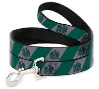The Wizarding World of Harry Potter Pet Leash, Dog Leash, Slytherin Crest Diagonal Stripe Gray Green, 4 Feet Long 0.5 Inch Wide