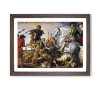 The Wolf And The Fox By Peter Paul Rubens Classic Painting Framed Print | A3 Walnut Framed Wall Art | Ready to Hang | Classic Animal Picture | Living Room Bedroom Lounge Office
