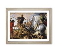 The Wolf And The Fox By Peter Paul Rubens Classic Painting Framed Print | A4 Oak Framed Wall Art | Ready to Hang | Classic Animal Picture | Living Room Bedroom Lounge Office