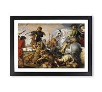 The Wolf and The Fox by Peter Paul Rubens Framed Print | A2 Black Framed Wall Art | Ready to Hang | Modern Animal Picture | Living Room Bedroom Lounge Office