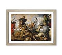 The Wolf and The Fox by Peter Paul Rubens Framed Print | A2 Oak Framed Wall Art | Ready to Hang | Modern Animal Picture | Living Room Bedroom Lounge Office