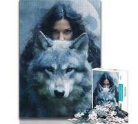 The Wolf And The Girl Jigsaws Puzzles 1000 Pieces for Teenagers Gifts,Challenging Game And Family Play with Fully Interlocking Randomly Shaped Pieces 38x26cm