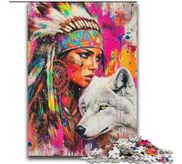 The Wolf And The Indian Girl 2000 Piece Jigsaw Puzzle for Adults Teens, Educational Games DIY Toys with Matching Poster And Trivia Sheet for Age 14+ (70x100cm)