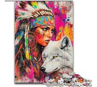 The Wolf And The Indian Girl Jigsaw Puzzles for Adults Teenagers Jigsaws Puzzle, Relax Games Is Ideal As A Gift for The Whole Family (26x38cm)
