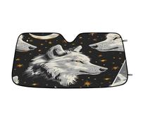 The Wolf and The Moon Car Windshield Sun Shade,Cars Shade Front Windshield,Blocks UV Ray to Keep Your Vehicle CoolSun Visor Protector for Fits Car Truck SUV (55"x27.5")