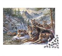 The Wolf Family 1000pc Jigsaw with Perfect Snap Fit Colourful Jigsaws Wolf Rest for An After-school Puzzle Activity for Children And Parents 70x50cm/1000pcs