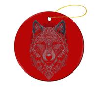 The Wolf for Pattern Round Decor Hanging Ornament 2 Pcs