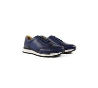 The Wolf Men's Canary Wharf Leather Smart Trainers in Navy | Size: 8 The Wolf Navy 8