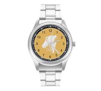 The Wolf Men's Stainless Steel Quartz Watch | Minimalist Three-Hand Wristwatch for Boyfriend Father Business Gift