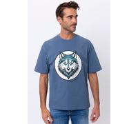 The Wolf Men's Vancouver Short Sleeve T-Shirt in Blue | Size: Large The Wolf Blue L