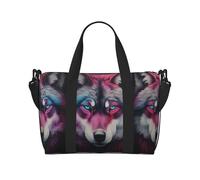 The Wolf with Blue Eyes Large-Capacity Travel Bag with Adjustable Shoulder Strap, Suitable for Sports, Fishing, and Fitness.