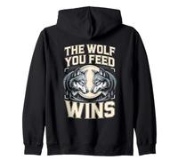The Wolf You Feed Wins Wolves Pack Zip Hoodie