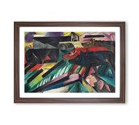 The Wolves by Franz Marc Framed Print | A2 Walnut Framed Wall Art | Ready to Hang | Modern Nature Picture | Living Room Bedroom Lounge Office