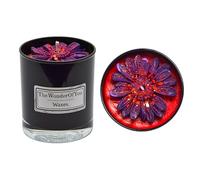 The Wonder of You Waxes - Luxury Handcrafted Floral Candle in Glass Jar, 200g, Long-Lasting Burn (40-45 hrs) Crafted by Experts, Lovely Gift, Christmas, Anniversary (Red Candle/Purple Flower)