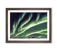 The Wondrous Northern Lights Framed Print | A3 Walnut Framed Wall Art | Ready to Hang | Modern Landscape Picture | Living Room Bedroom Lounge Office