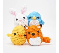 The Woobles 4pcs Beginners Crochet Kit Bundle (Penguin, Chick, Fox & Bunny) with Easy Peasy Yarn - All in One Crochet Knitting Kit - Crochet Kit Bundle for Beginners with Step-by-Step Video Tutorials