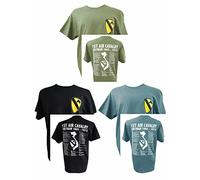 The Wooden Model Company Ltd 1st Air Cavalry Division US Army Vietnam War Military T Shirt with Air Cav Motif & Back Print. (Olive Green, Small)
