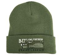 The Wooden Model Company Ltd B 17 Flying Fortress USAF WW2 Heavy Bomber Aircraft Embroidered Green Acrylic Beanie Hat
