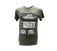 The Wooden Model Company Ltd Centurion British Army Tank - Military T Shirt with Blueprint Design (XL) Olive Green
