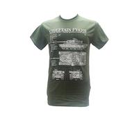 The Wooden Model Company Ltd Chieftain British Army Tanks - Military T Shirt with Blueprint Design (Large) Olive Green